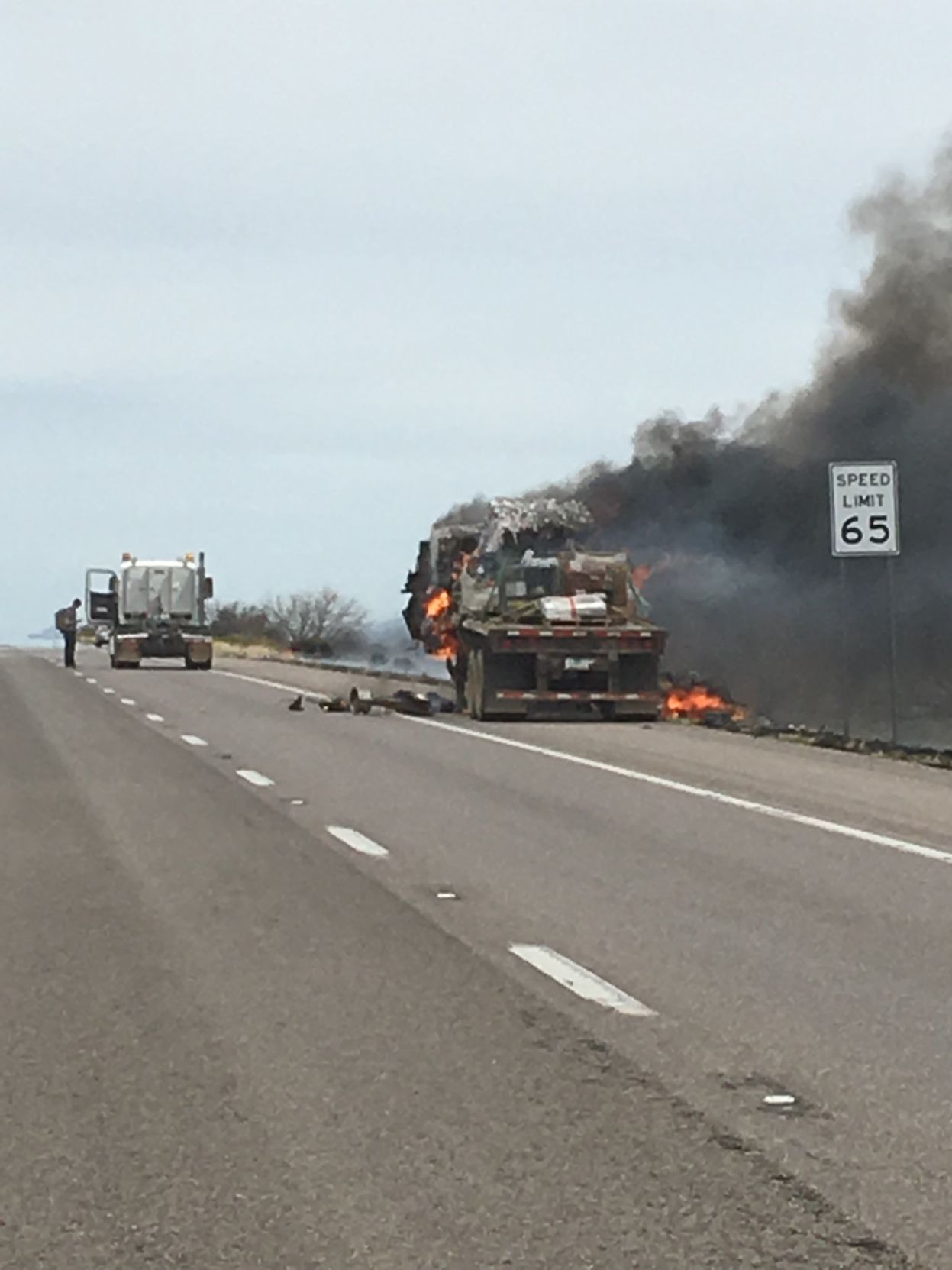 Trailer fire on the SR 90