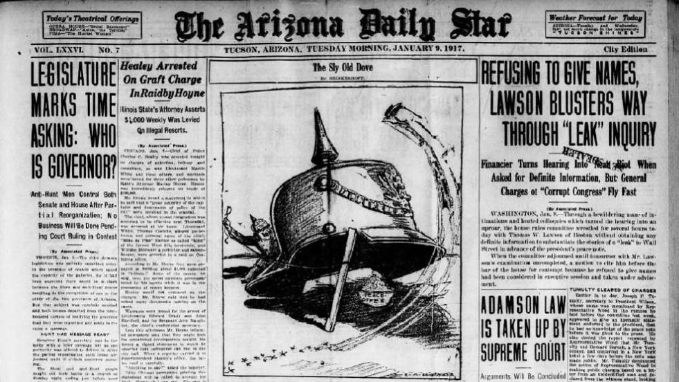 Arizona Daily Star front page Jan. 9, 1917