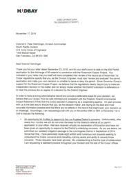 Nov. 17, 2016 letter, Hudbay to Corps