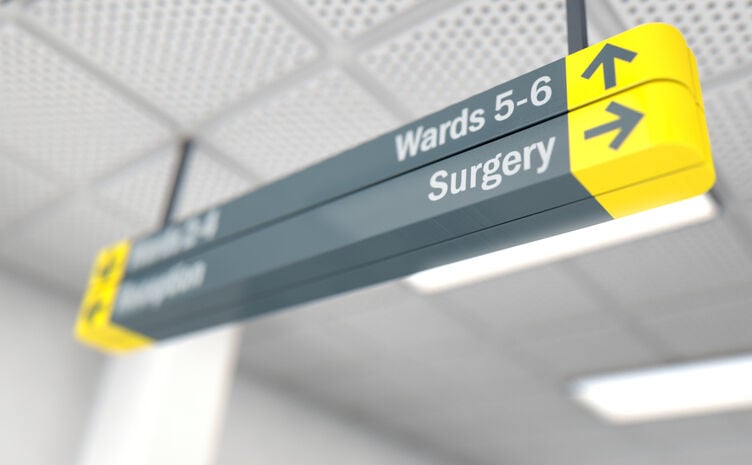 Hospital sign surgery