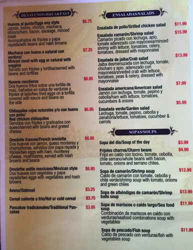 La Bocanita menu