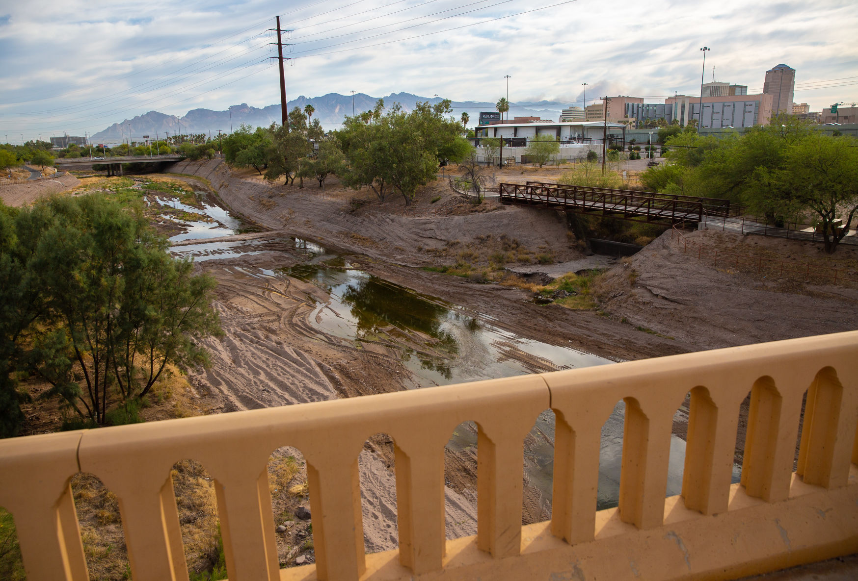 Santa Cruz River flows in downtown Tucson cut again to protect