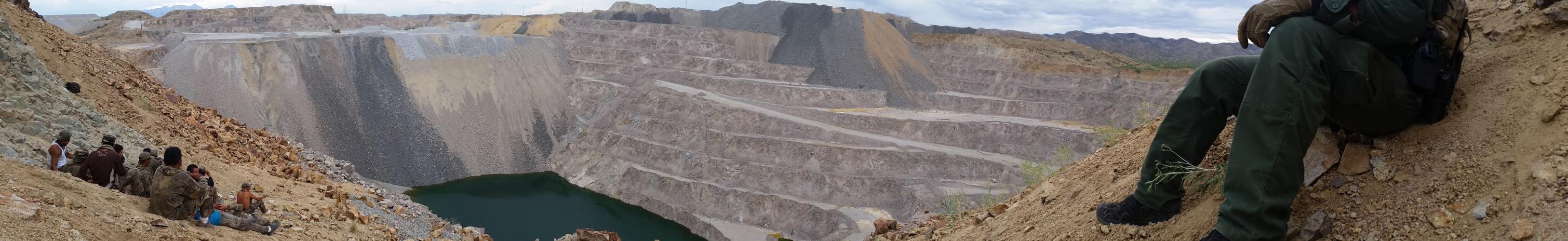 Illegal immigrants in open pit mine