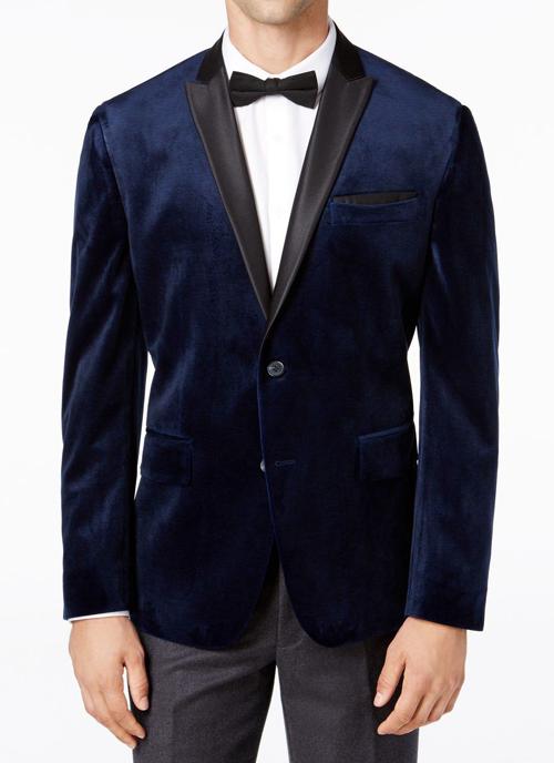INC men's slim-fit velvet blazer
