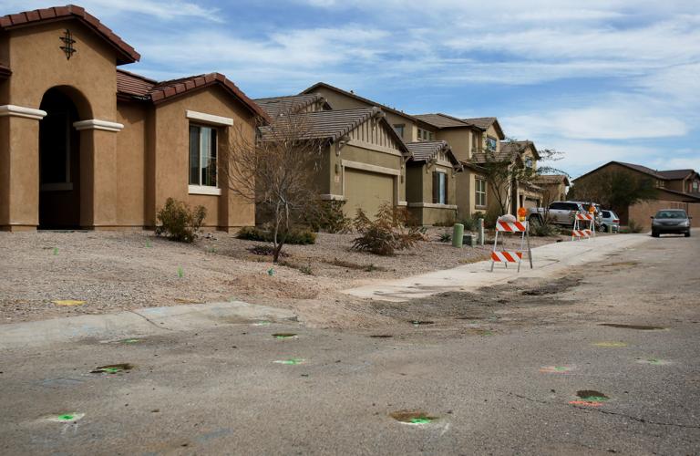 Sinking neighborhood roads in Marana