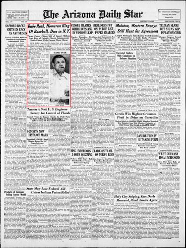 Aug. 17, 1948: Babe Ruth dies