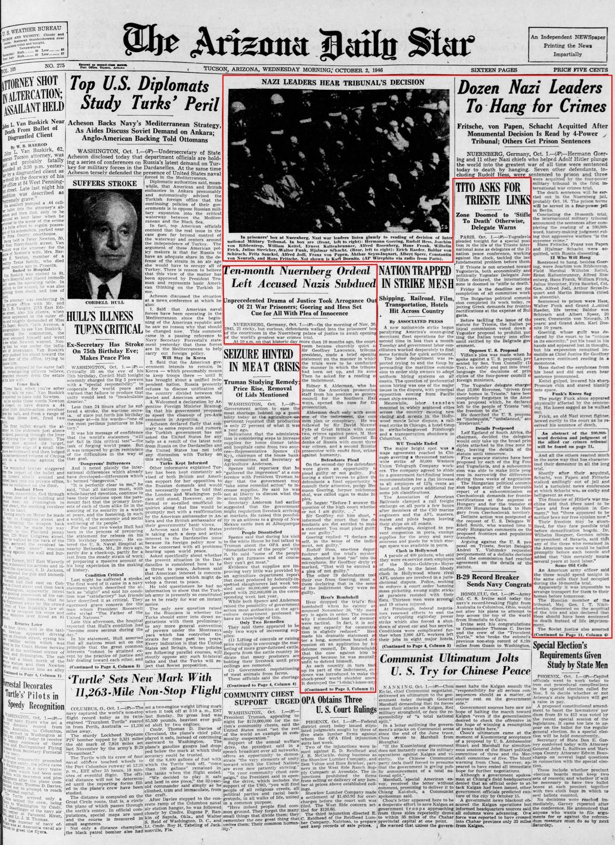 Oct. 2, 1946: Nazis sentenced in Nuernberg trials