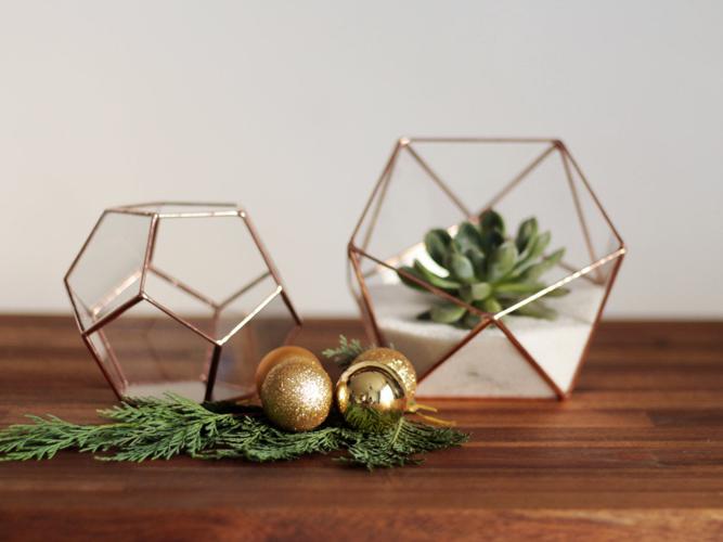 Copper geometric planter