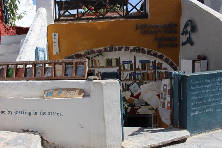 Atlantis bookstore in Santorini, Greece