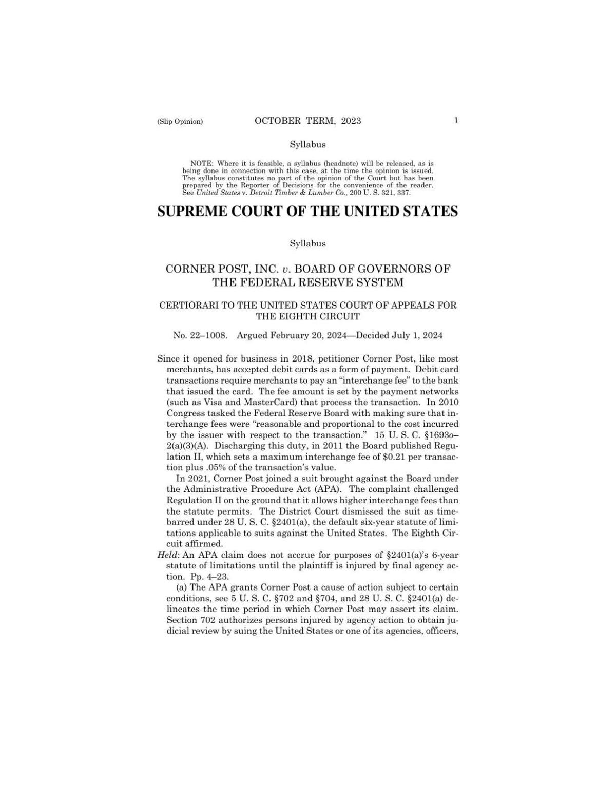 PDF: Read the Supreme Court Corner Post ruling