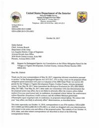Wildlife service letter to Army Corps