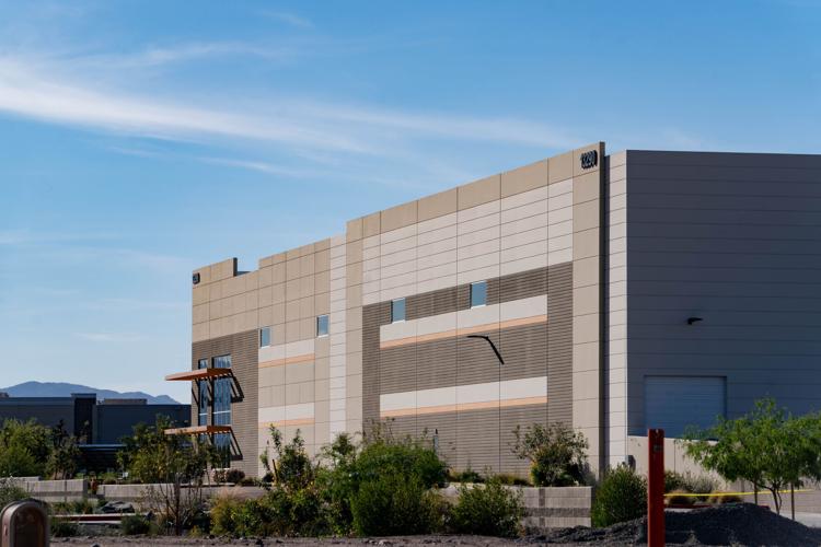 The exterior of a Surprise warehouse owned by DHS as local high school students gathered nearby March 13, 2026, to denounce a plan to use the structure as an ICE processing facility. The building, which would have 1,500 beds, sits about a mile from Dysart