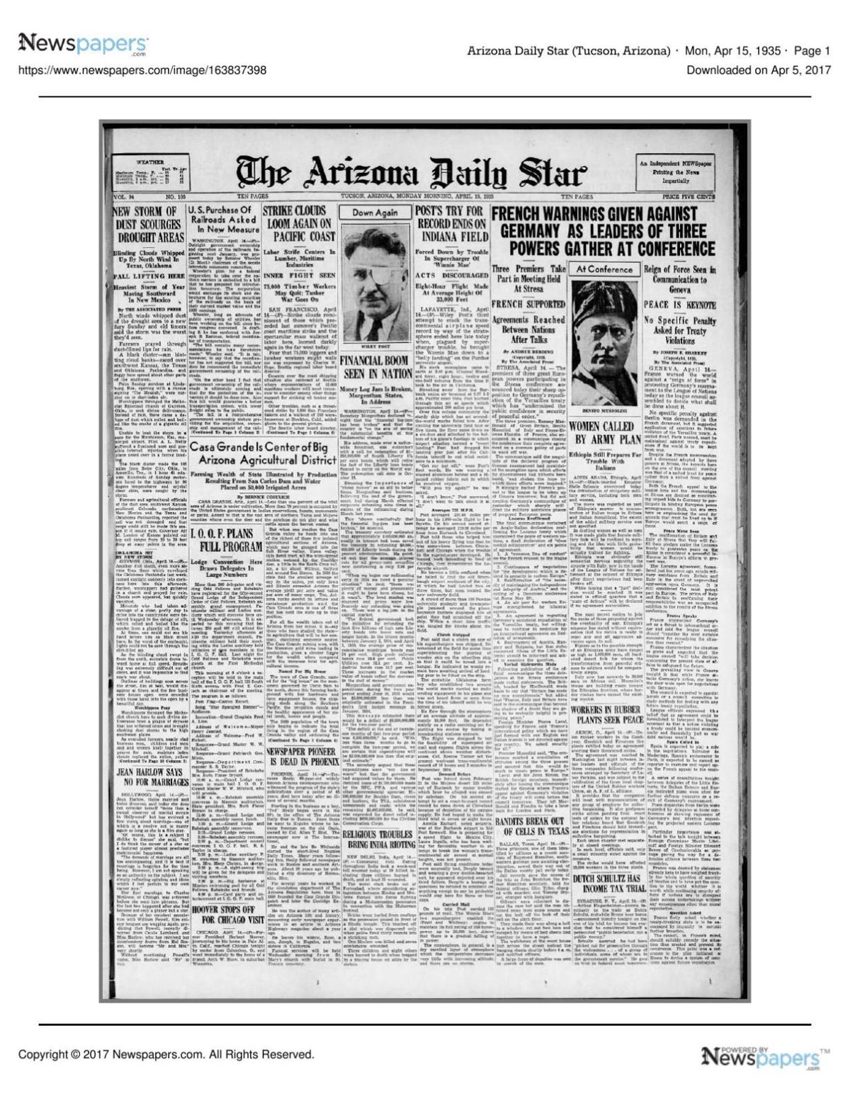 Arizona Daily Star front page April 15, 1935.pdf