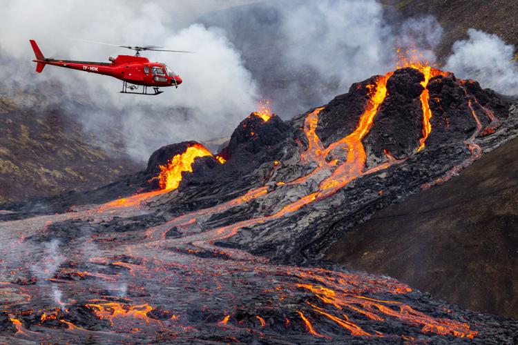 Icelandic man gets naked next to erupting volcano