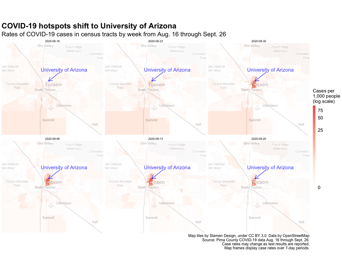 Map: Weekly COVID-19 hotspots in Tucson Aug. 16 through Sept. 26