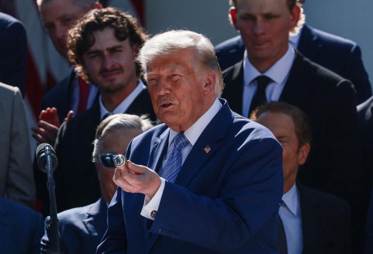 U.S. President Trump hosts a reception for the reigning MLB World Series champion Los Angeles Dodgers, at the White House