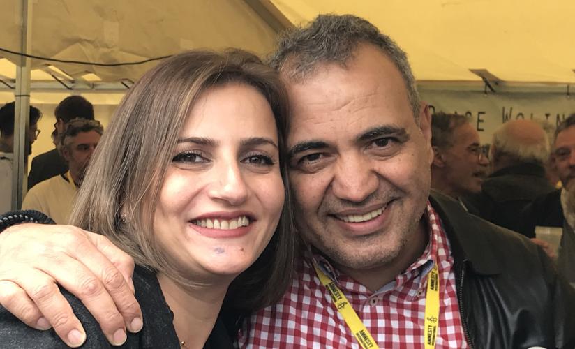 Jordanian Cartoonist Emad Hajjaj and his wife Lena