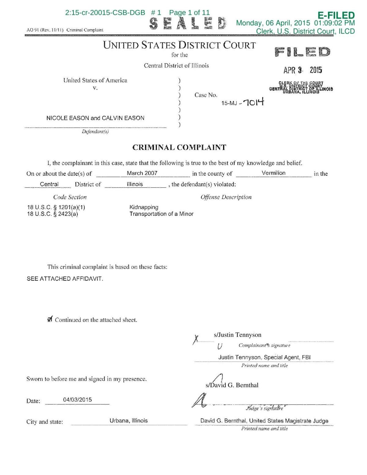 Criminal complaint