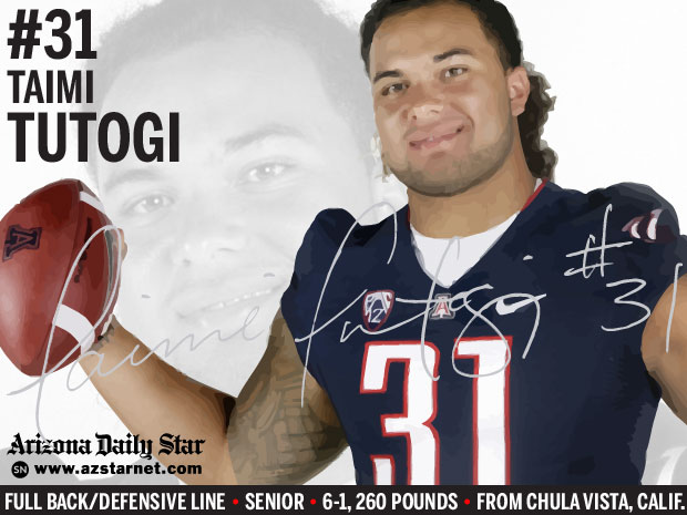 University of Arizona Wildcats full back Taimi Tutogi