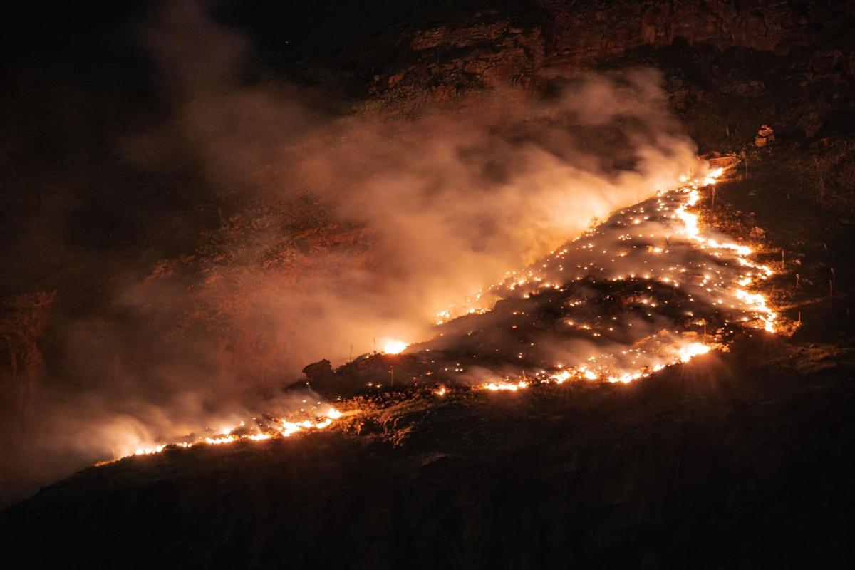 Wildfire burning in Catalina Mountains near Tucson