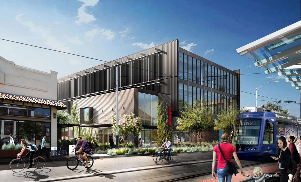 Three story office building that would face east university boulevard it would be the first phase of development followed by a four story residential