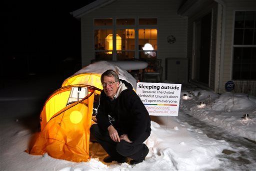 Michigan pastor sleeping in tent in support of LGBTQ people