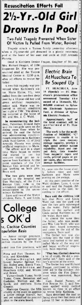 Arizona Daily Star story on Feagan drowning