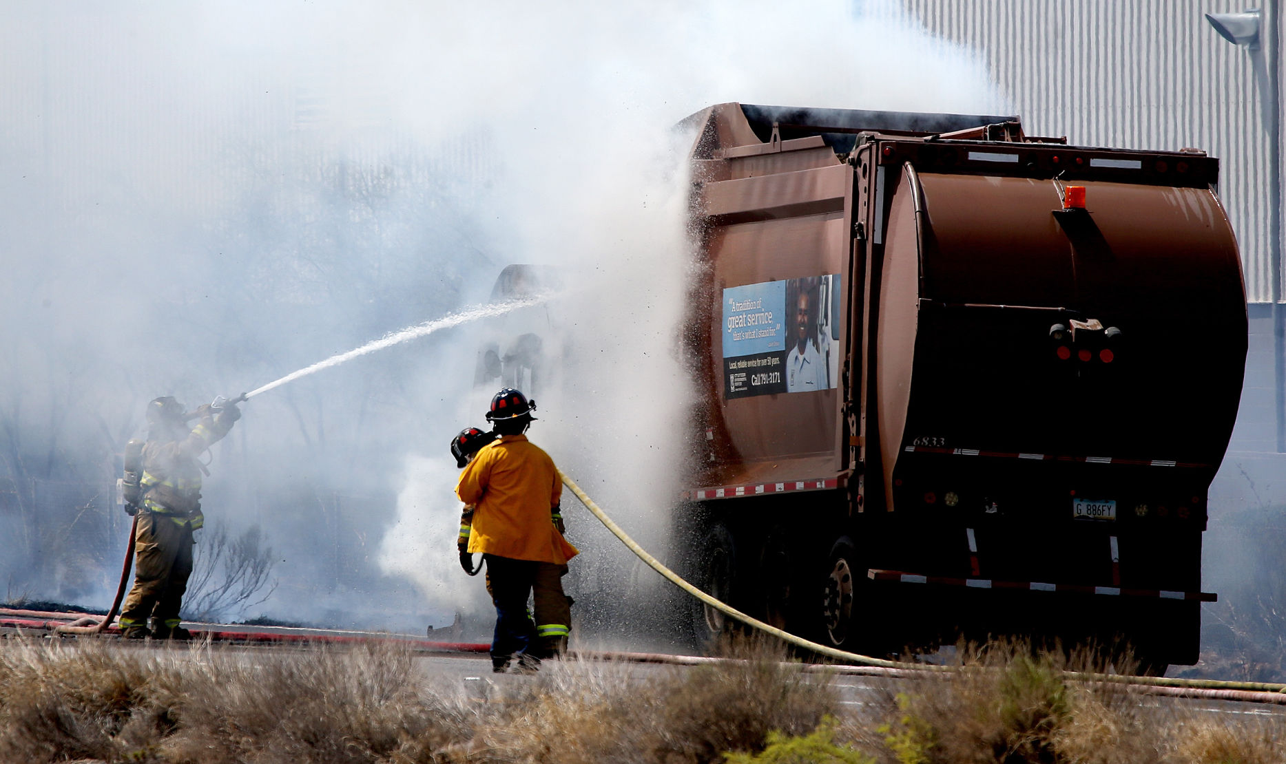 garbage truck on fire