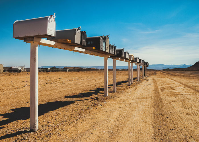 Row of mailboxes along route 66, AZ