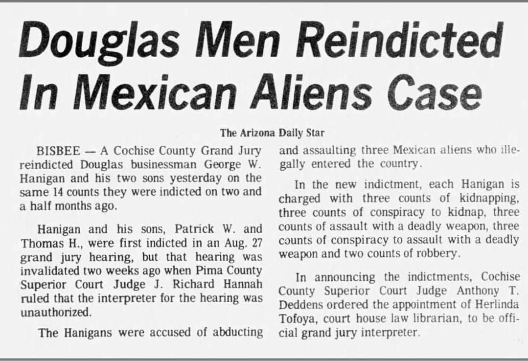 Dec. 9, 1976: Douglas men reindicted in Mexican aliens case