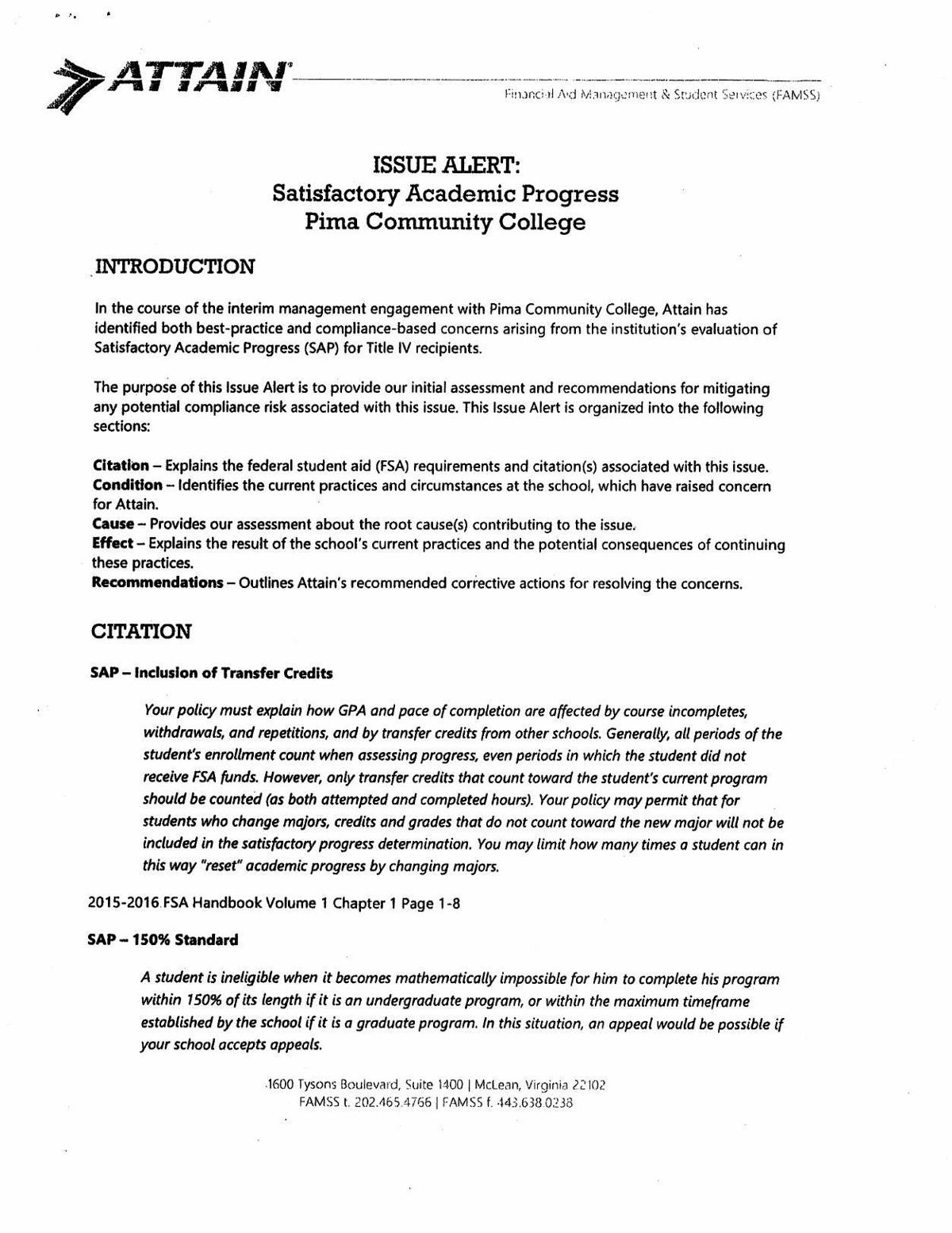 PCC federal aid findings