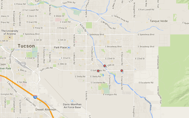 Map of manhole spikes found in Tucson