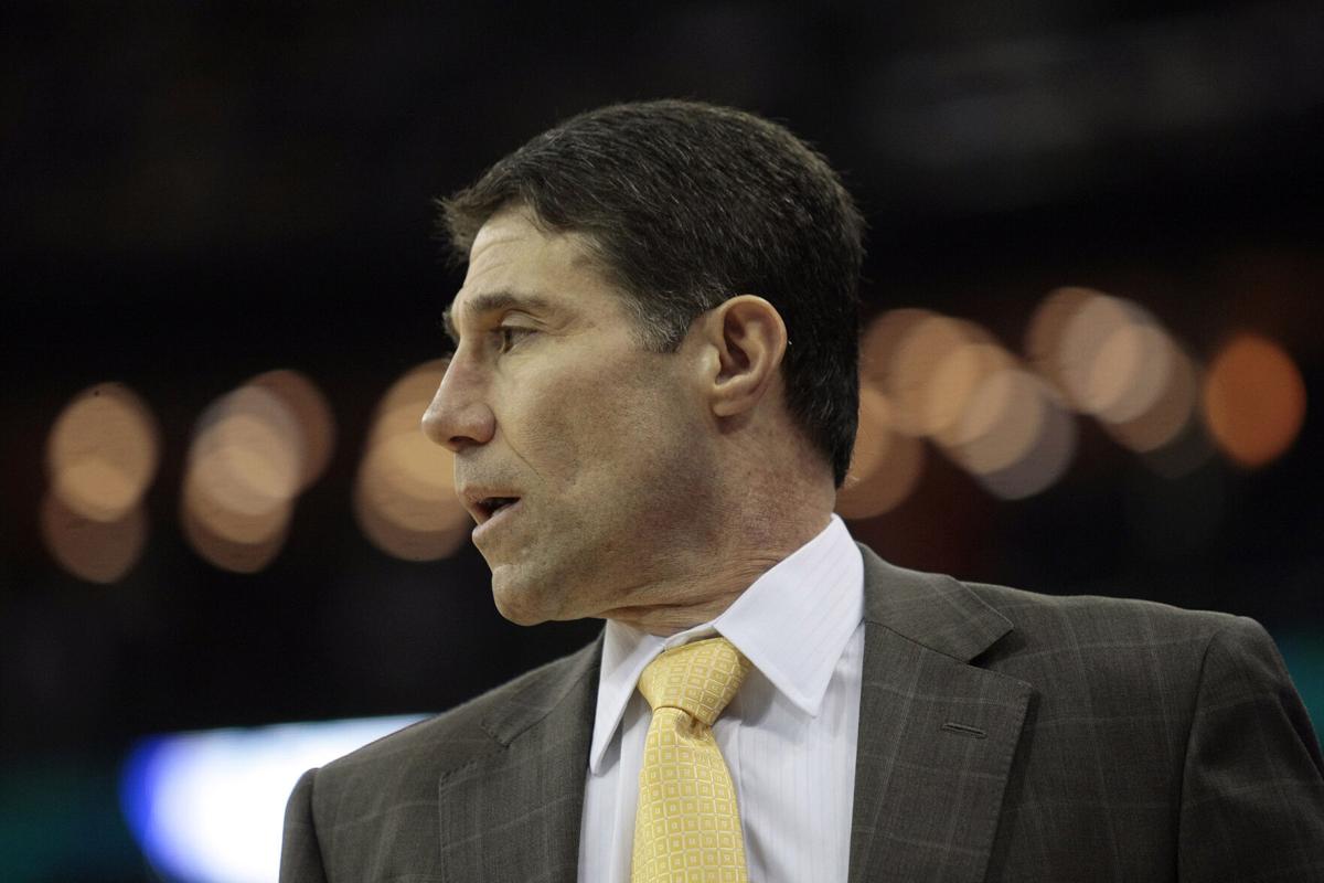 Coach Dino Gaudio of the Wake Forest Deacon Demons talks with his team during the second round of the 2010 NCAA men's basketball tournament at the New Orleans Arena on March 20, 2010 in New Orleans, Louisiana.