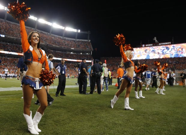 Denver Broncos Cheerleaders don Salute to Service uniforms for