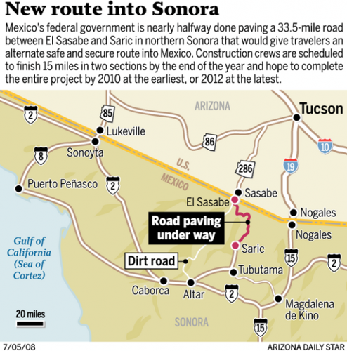 Traffic via Sasabe may surge as 33 miles of road are paved  