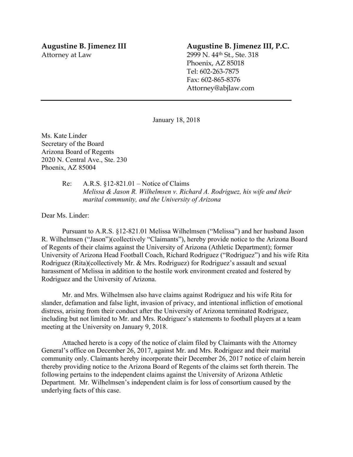 Notice of claim ABOR