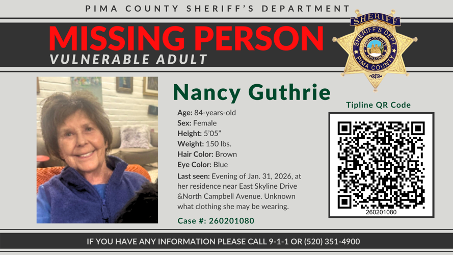 Sheriff: Nancy Guthrie was abducted, likely from her bed in Tucson home