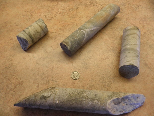 Limestone and quartz core samples