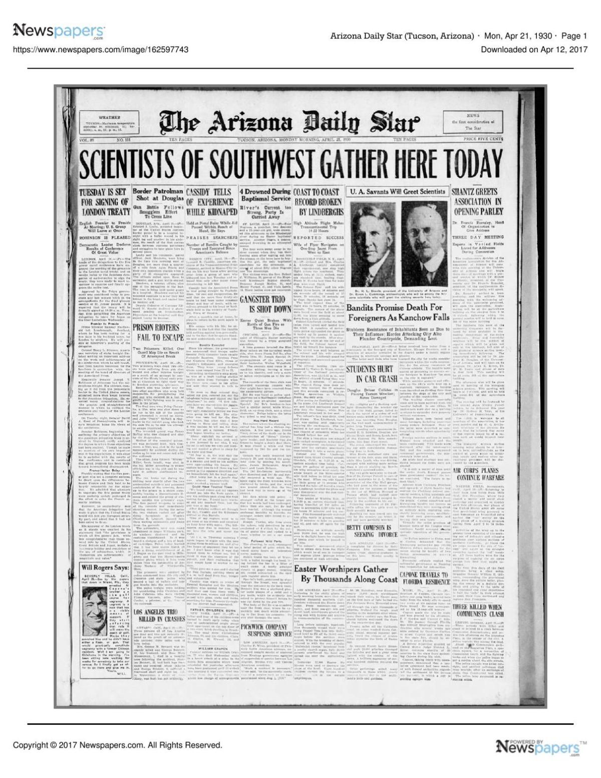 Arizona Daily Star front page April 21, 1930.pdf