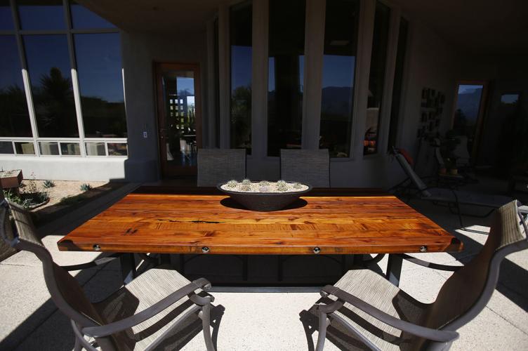 Redwood outdoor table