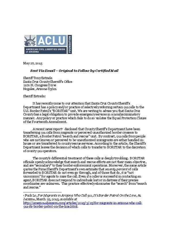 ACLU letter
