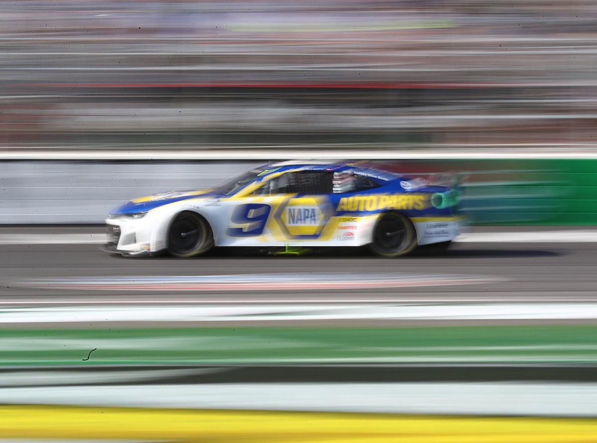 Chase Elliott speeds around Atlanta Motor Speedway on his way to winning the Quaker State 400 on Sunday, July 10, 2022, in Hampton, Georgia.