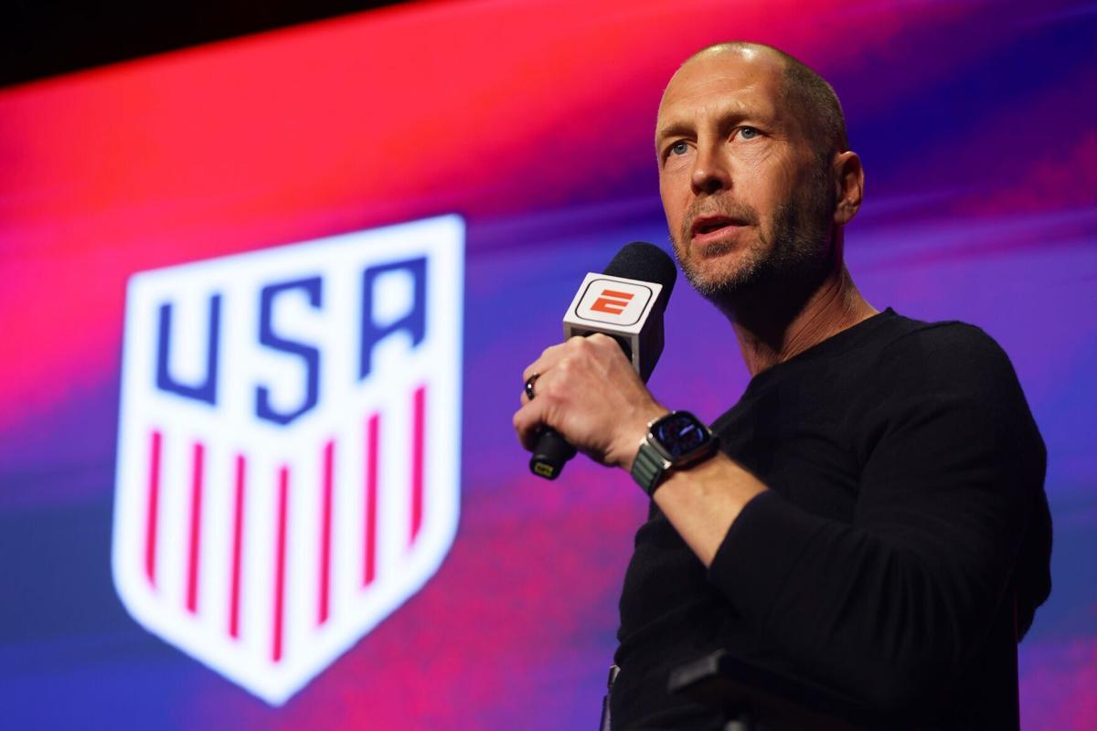 U.S. Men’ s National Team head coach Gregg Berhalter speaks to the media during the National Team Roster Reveal Party at Brooklyn Steel on Wednesday, Nov. 9, 2022, in New York.