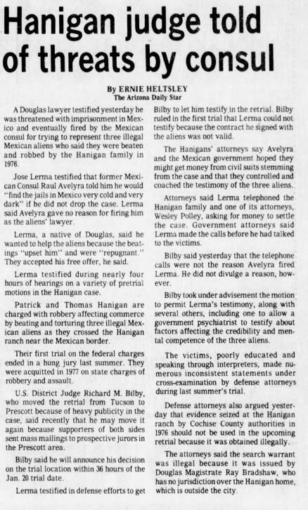 Jan. 10, 1981: Hanigan jury told of threats by consul