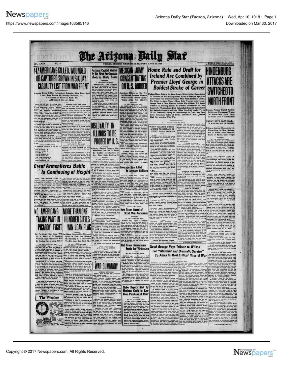 Arizona Daily Star front page April 10, 1918.pdf