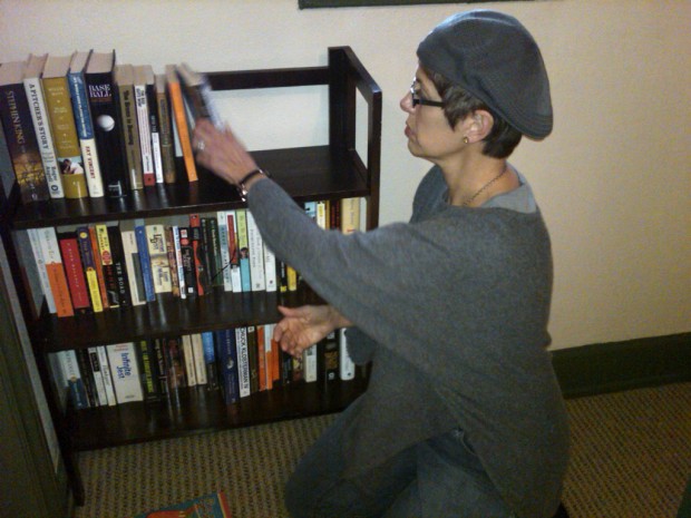 Create a visual composition with books   