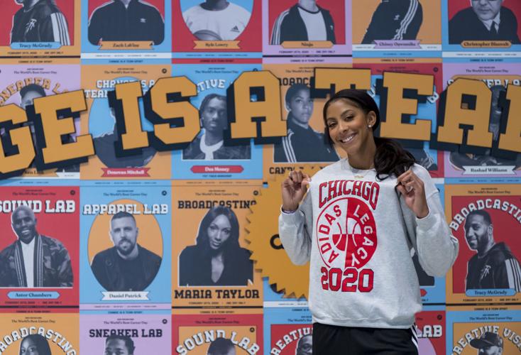 Candace Parker poses during an Adidas career day event.