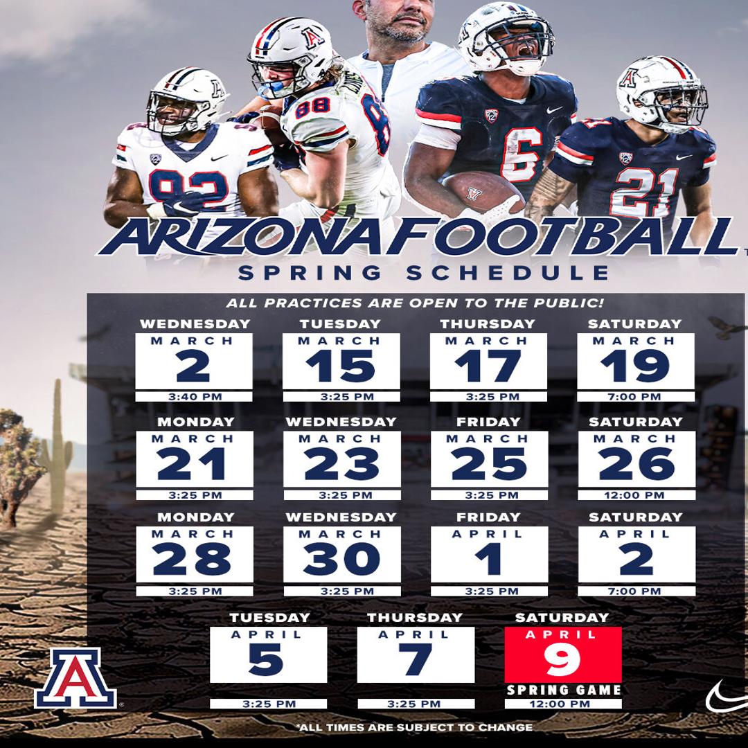 Ua Spring 2023 Calendar Arizona Wildcats Spring Football Schedule Features Early Break; Spring Game  On April 9 | Arizona Wildcats Football | Tucson.com