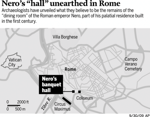 Archaeology find suggests Nero's banquet hall rotated  