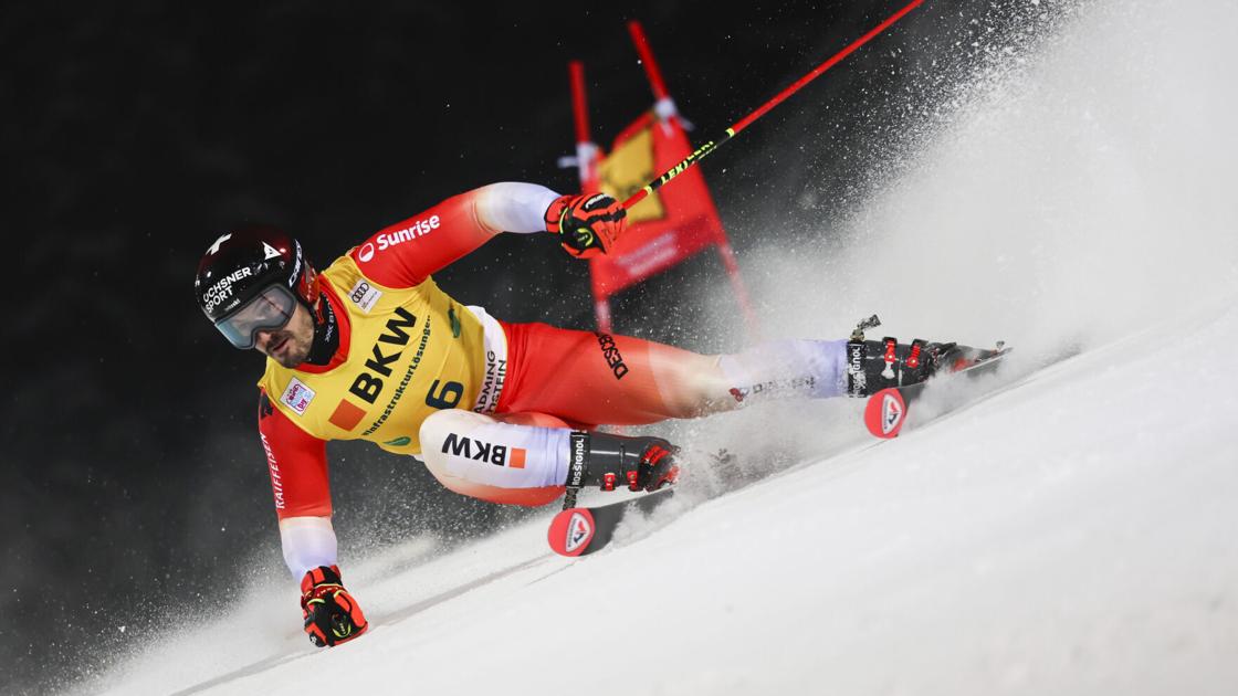 Swiss skier Meillard leads night GS in absence of Odermatt